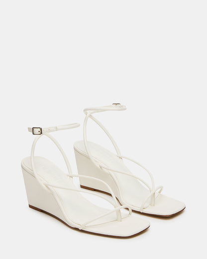 APPA White Square-Toe Strappy Wedge Women's Sandal - Steve Madden