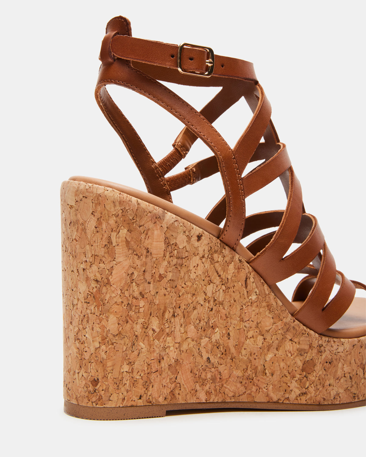 COZETTE Tan Leather Women's Platform Square-Toe Wedge Sandal - Steve Madden