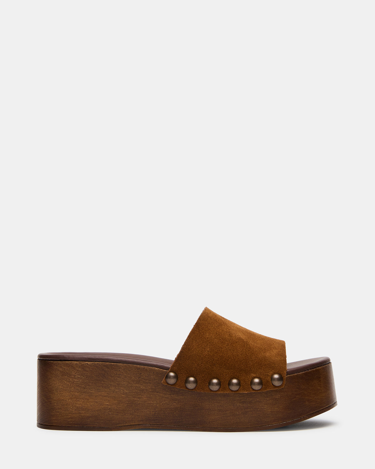 CONGA Tan Suede Platform Wood Bottom Slide Women's Sandal - Steve Madden