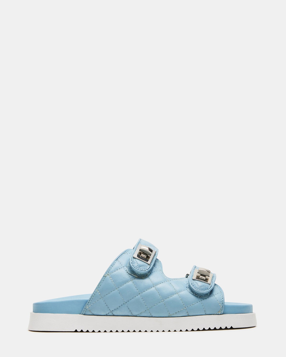 SCHMONA Blue Leather Quilted Slide | Women's Sandals - Steve Madden