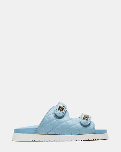 SCHMONA Blue Leather Quilted Slide | Women's Sandals - Steve Madden