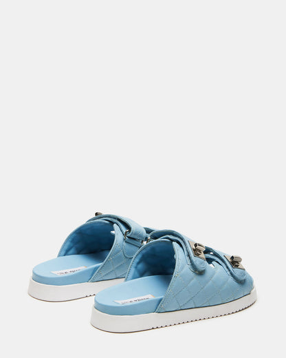SCHMONA Blue Leather Quilted Slide | Women's Sandals - Steve Madden