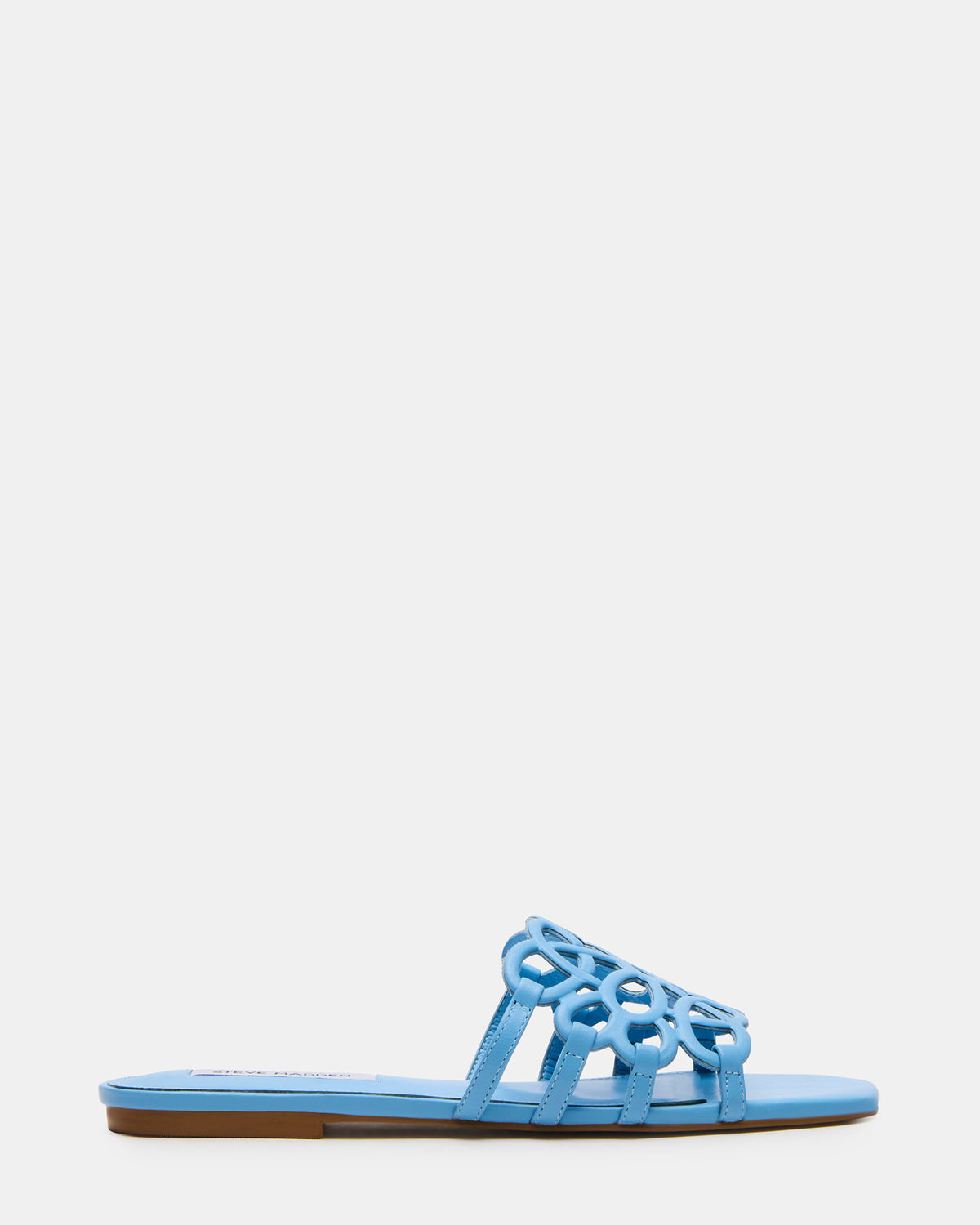 LOTUS Blue Leather Square-Toe Slide Women's Sandal - Steve Madden