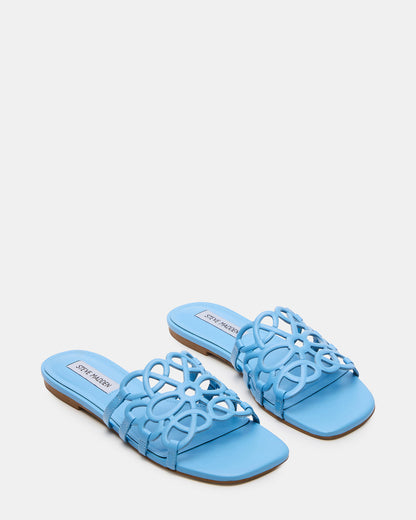 LOTUS Blue Leather Square-Toe Slide Women's Sandal - Steve Madden