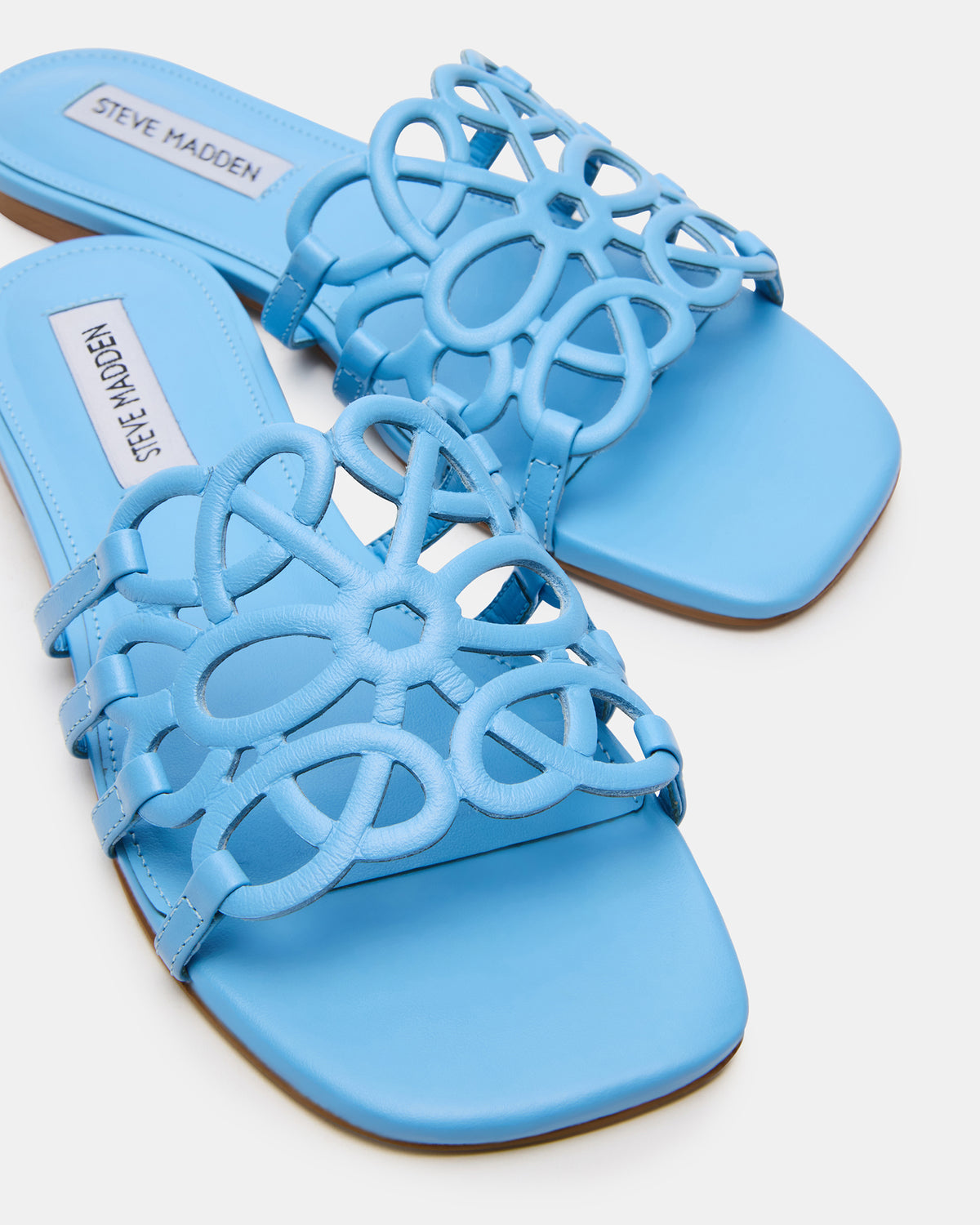 LOTUS Blue Leather Square-Toe Slide Women's Sandal - Steve Madden