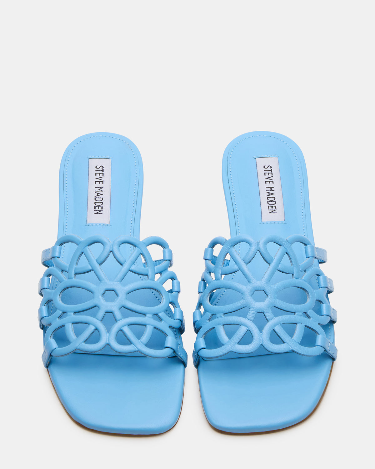 LOTUS Blue Leather Square-Toe Slide Women's Sandal - Steve Madden