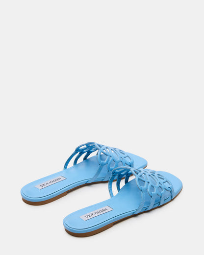 LOTUS Blue Leather Square-Toe Slide Women's Sandal - Steve Madden