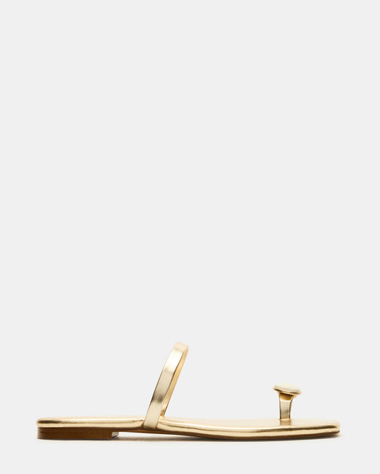 TAMARA Gold Flat Square-Toe Women's Sandal - Steve Madden