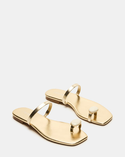 TAMARA Gold Flat Square-Toe Women's Sandal - Steve Madden