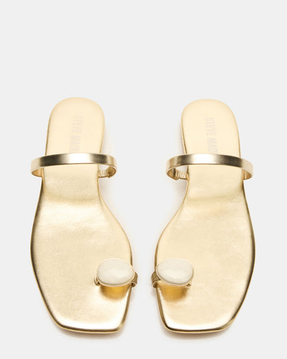 TAMARA Gold Flat Square-Toe Women's Sandal - Steve Madden