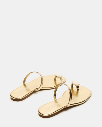 TAMARA Gold Flat Square-Toe Women's Sandal - Steve Madden