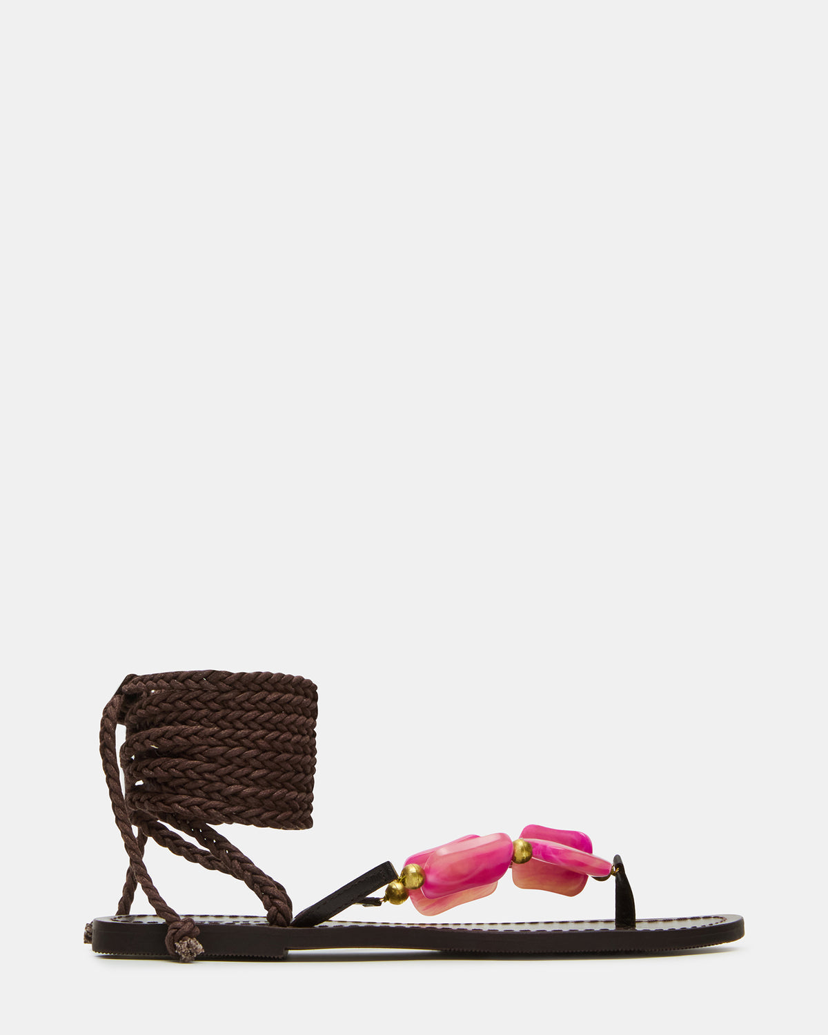 TASHA Pink Multi Strappy Lace-Up Flat Women's Sandal - Steve Madden