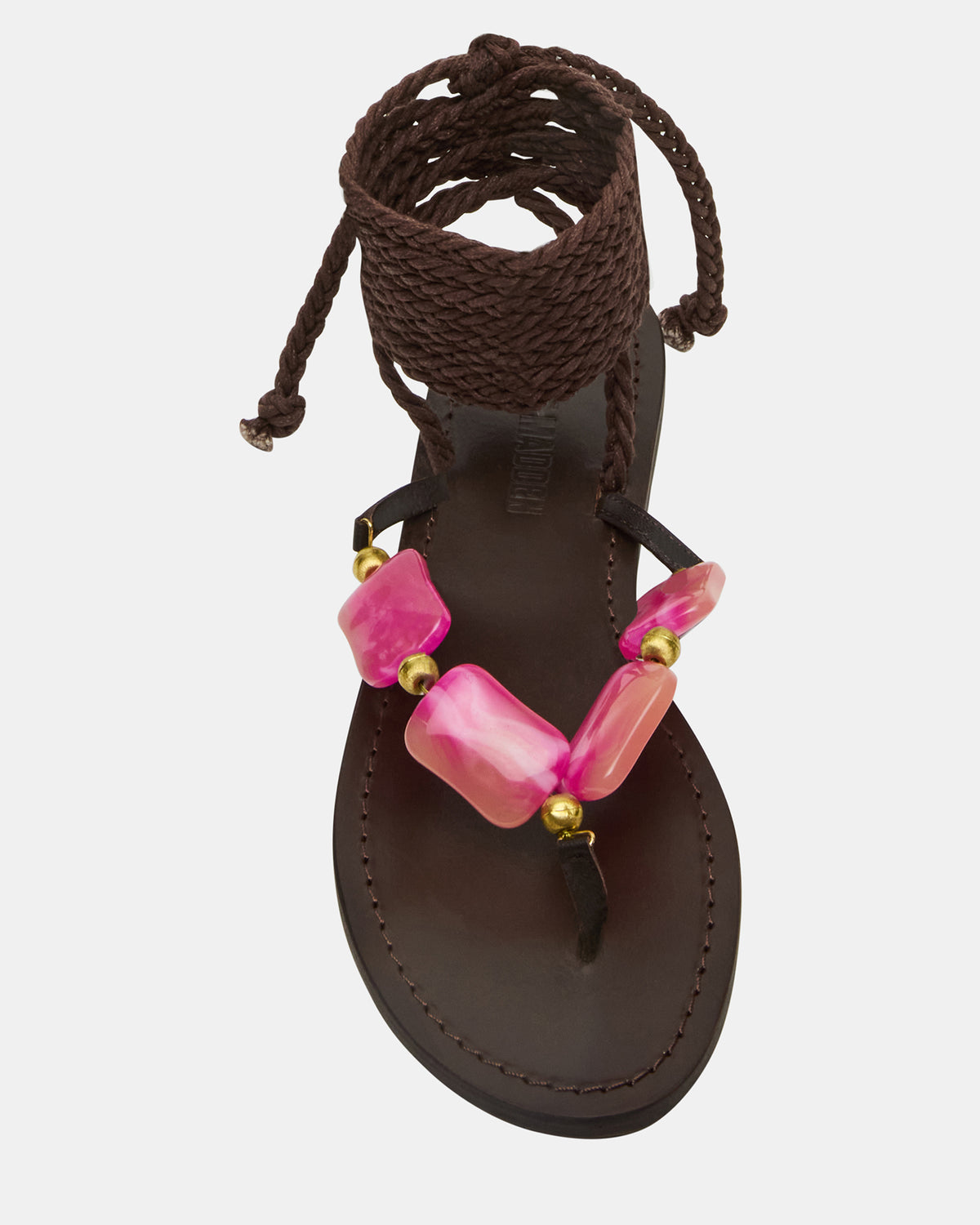 TASHA Pink Multi Strappy Lace-Up Flat Women's Sandal - Steve Madden