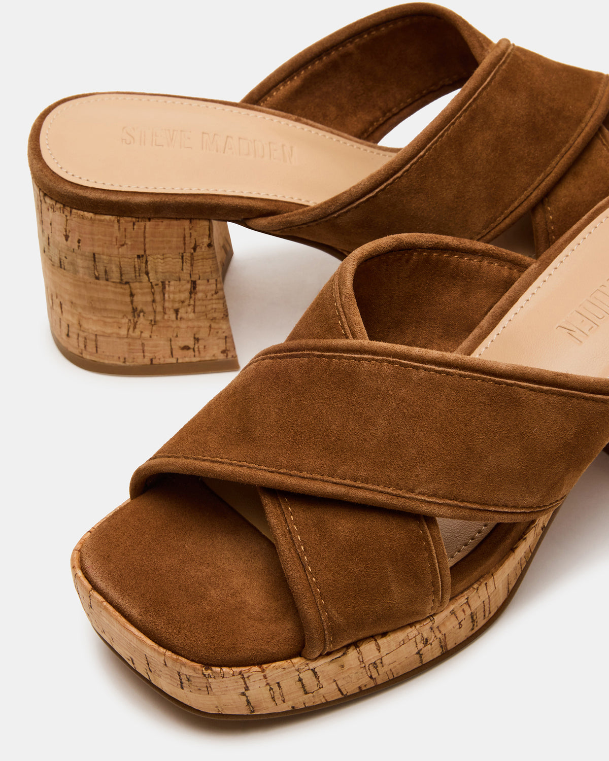 MARSDEN Chestnut Suede Women's Platform Square-Toe Mule Sandal - Steve Madden