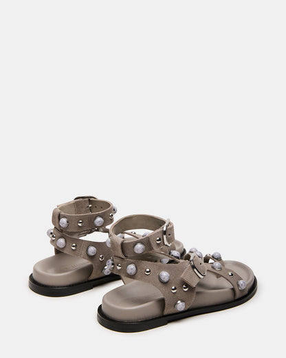 LINEAR Grey Suede Strappy Footbed Studded Women's Sandal - Steve Madden