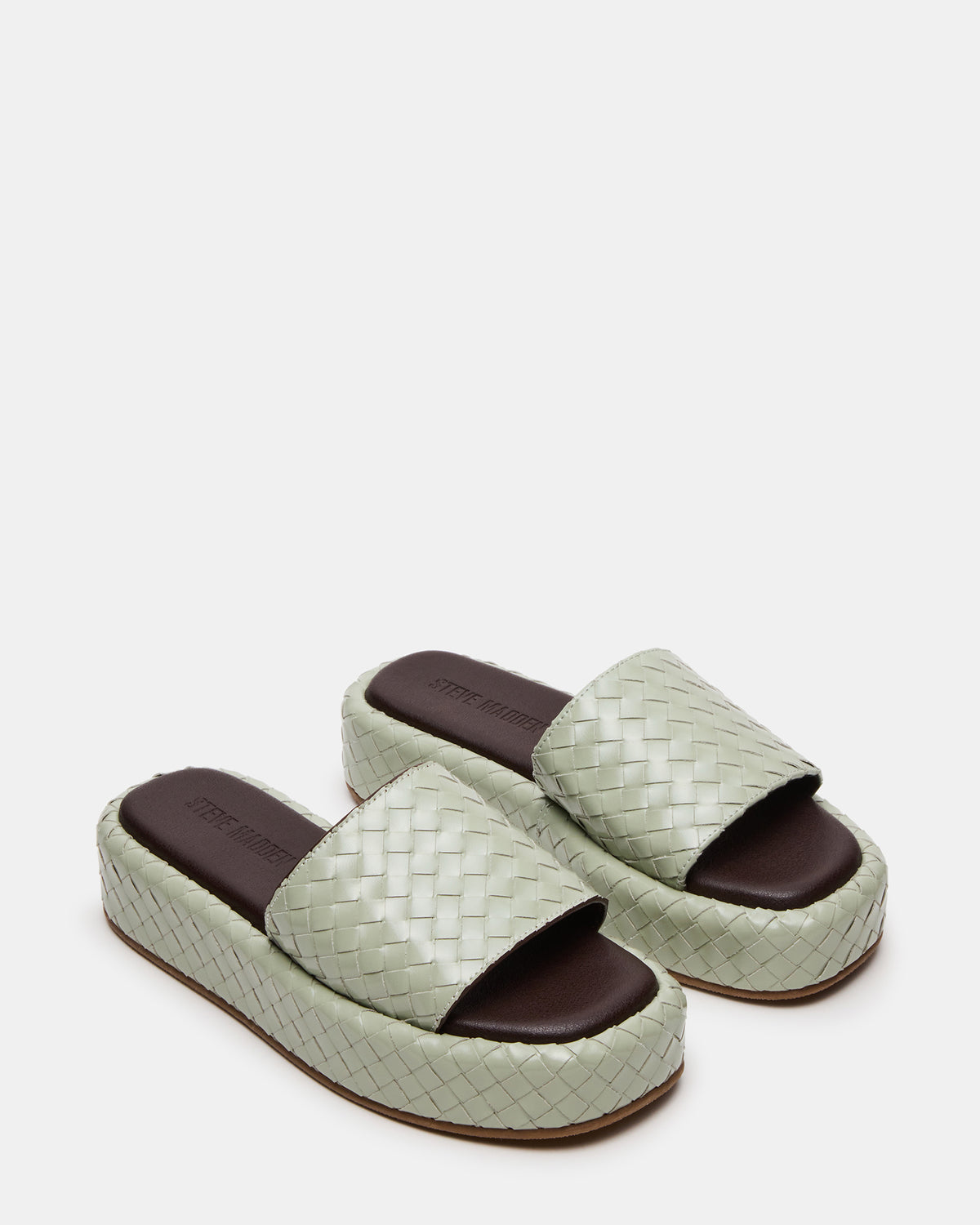 BEACHY Quilted Pistachio Platform Slide Women's Sandal - Steve Madden