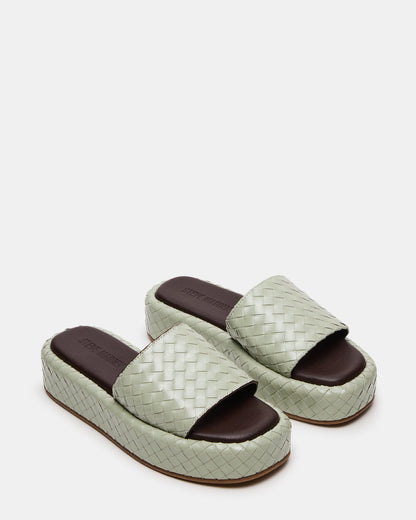 BEACHY Quilted Pistachio Platform Slide Women's Sandal - Steve Madden