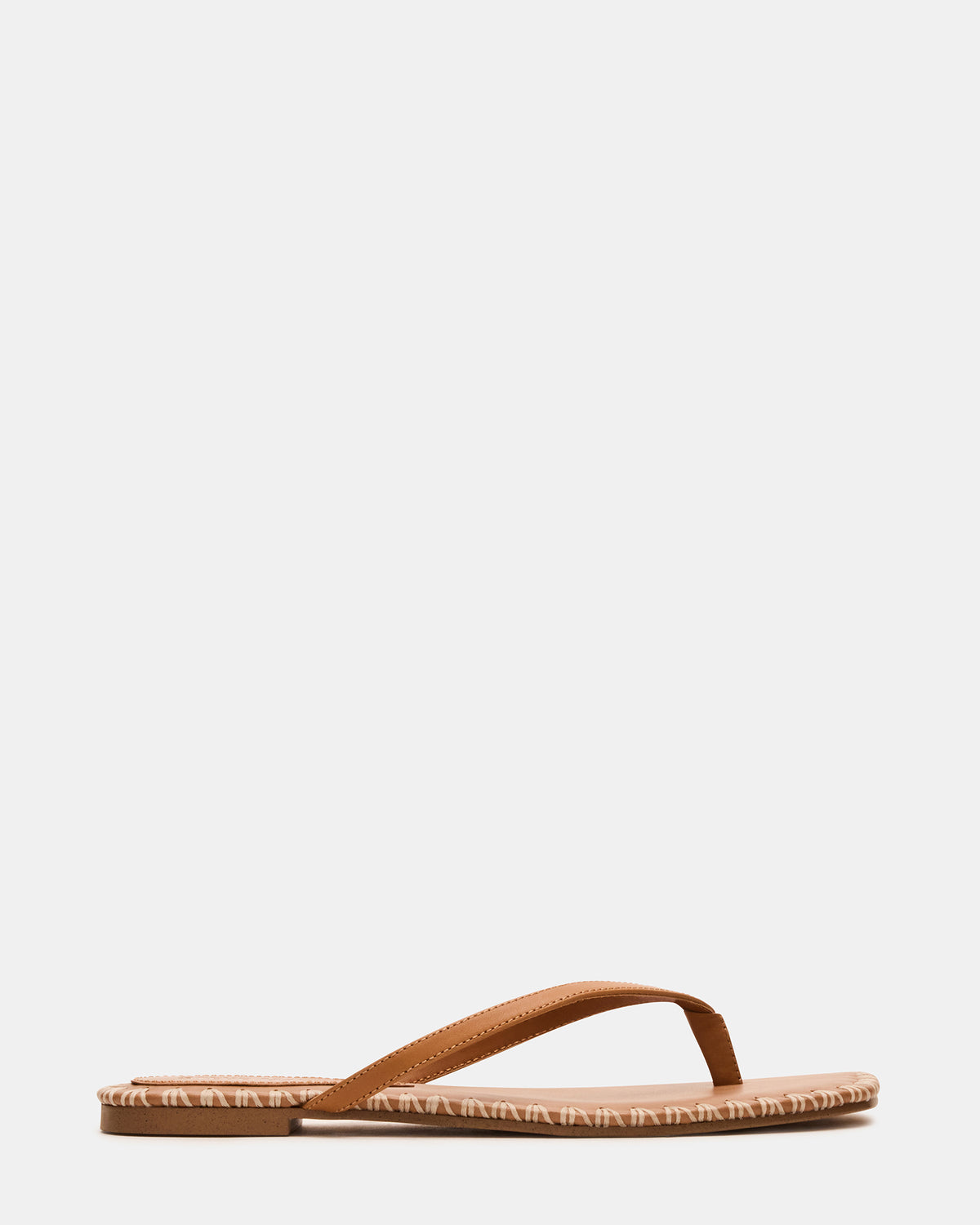 MARELLA Cognac Leather Women's Thong Square-Toe Sandal - Steve Madden