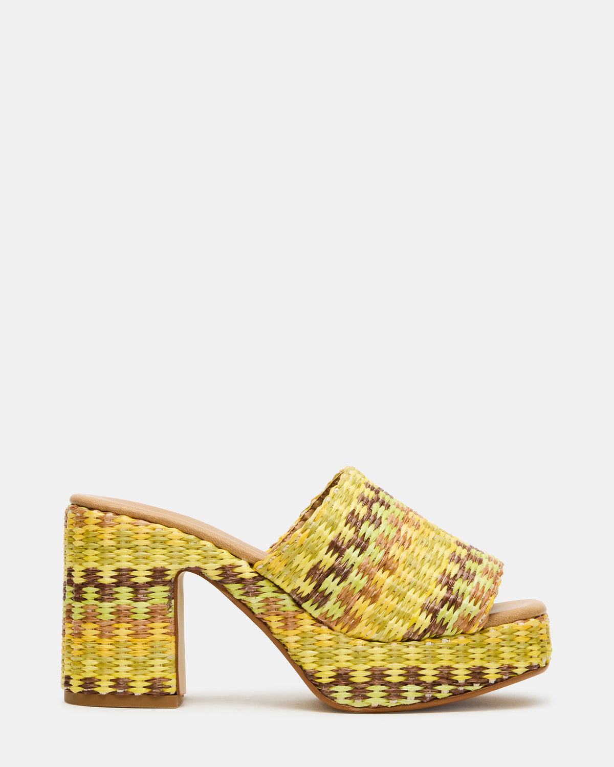 KOLA Raffia Multi Platform Square-Toe Block Heel Mule Women's Sandal - Steve Madden