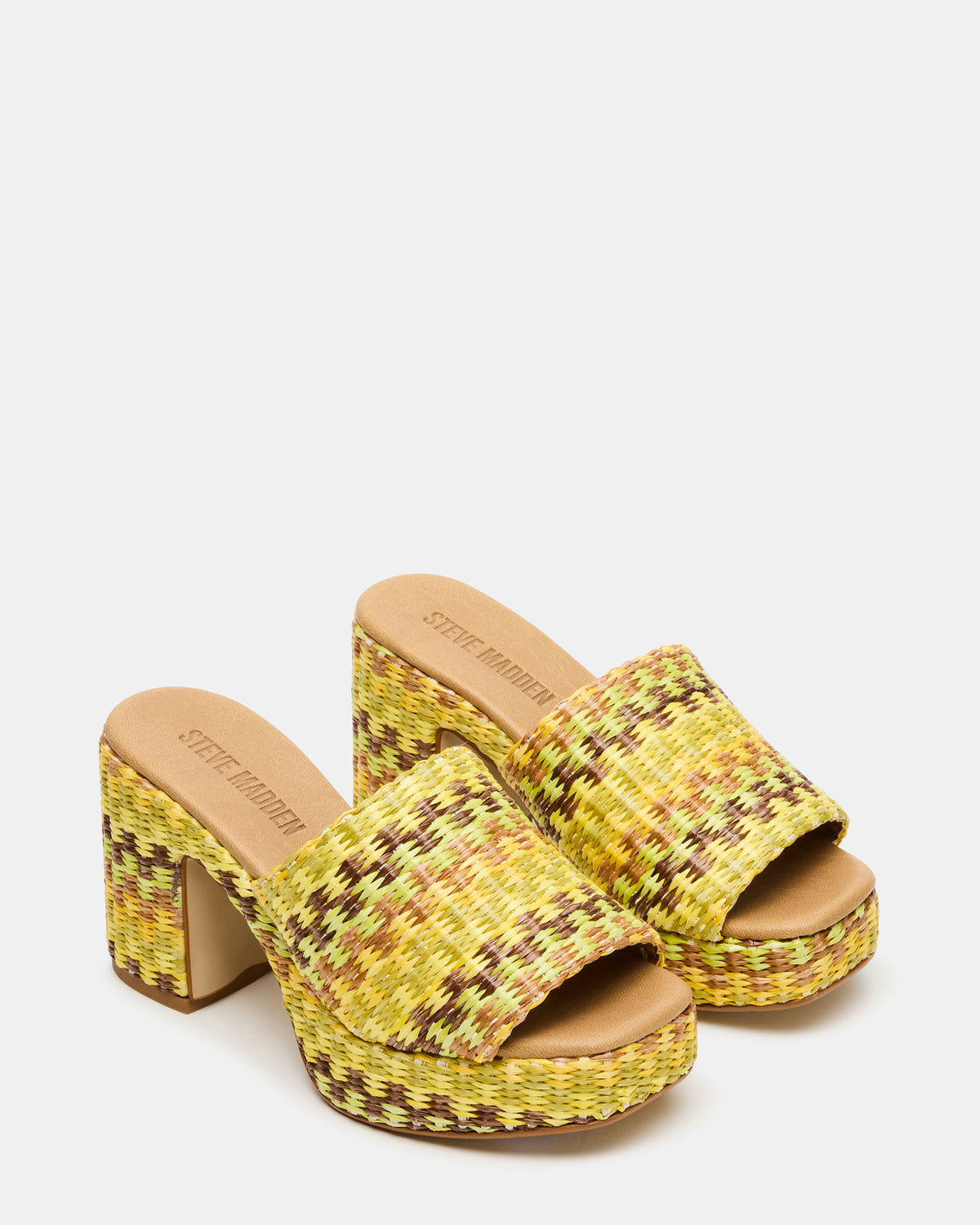 KOLA Raffia Multi Platform Square-Toe Block Heel Mule Women's Sandal - Steve Madden