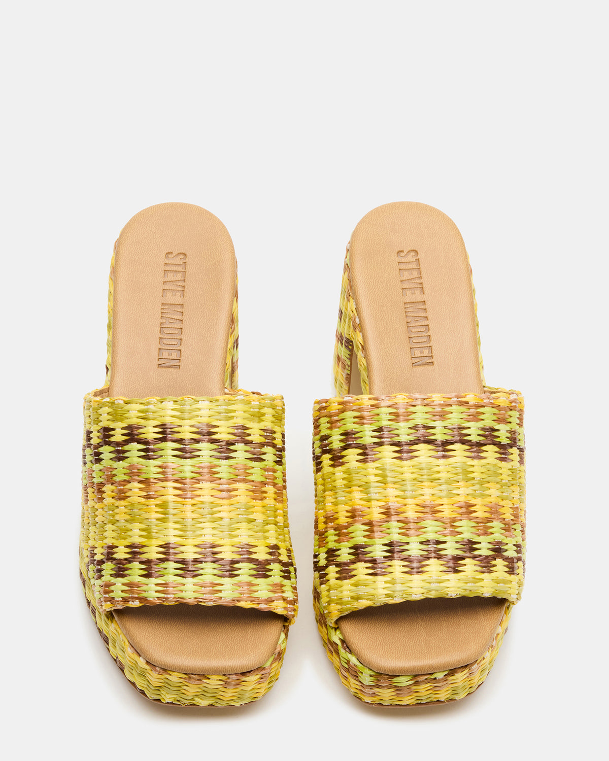 KOLA Raffia Multi Platform Square-Toe Block Heel Mule Women's Sandal - Steve Madden