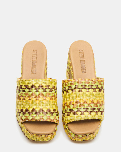 KOLA Raffia Multi Platform Square-Toe Block Heel Mule Women's Sandal - Steve Madden