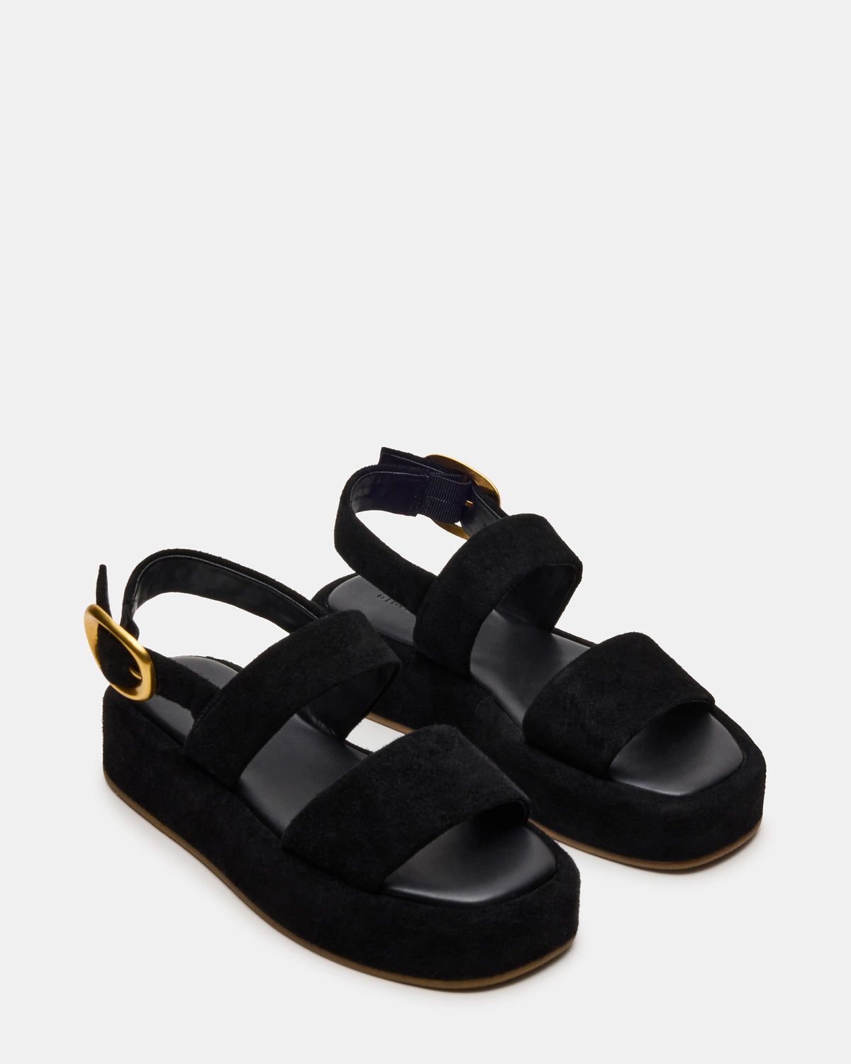 BARONI Black Suede Square-Toe Platform Women's Sandals - Steve Madden