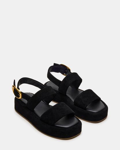 BARONI Black Suede Square-Toe Platform Women's Sandals - Steve Madden