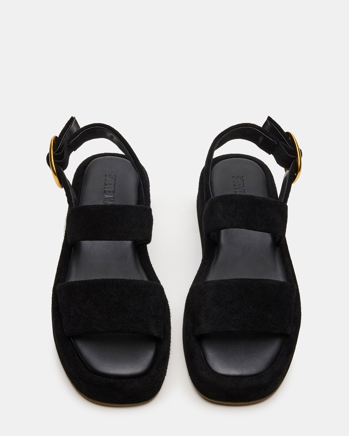 BARONI Black Suede Square-Toe Platform Women's Sandals - Steve Madden