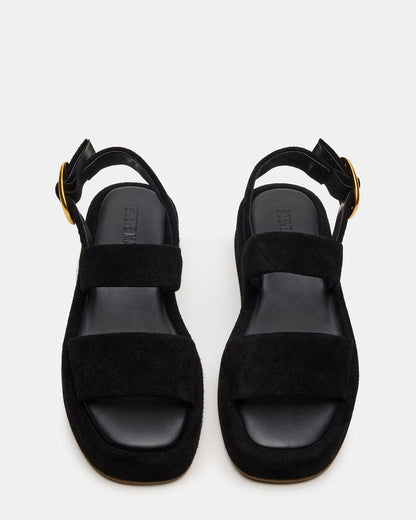 BARONI Black Suede Square-Toe Platform Women's Sandals - Steve Madden