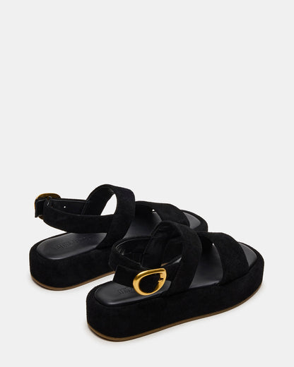 BARONI Black Suede Square-Toe Platform Women's Sandals - Steve Madden
