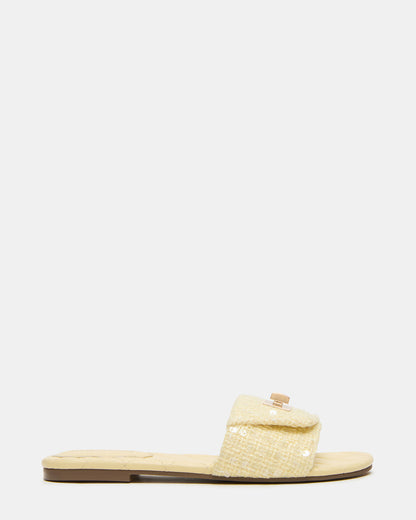 MORELAND Sequin Yellow Quilted Slide Women's Sandal - Steve Madden