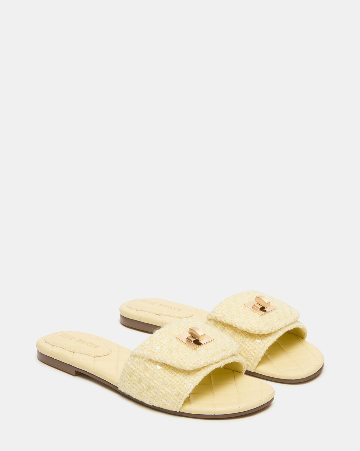 MORELAND Sequin Yellow Quilted Slide Women's Sandal - Steve Madden