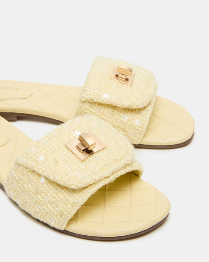 MORELAND Sequin Yellow Quilted Slide Women's Sandal - Steve Madden