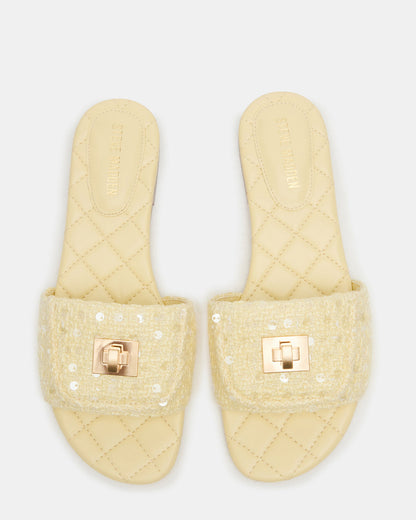 MORELAND Sequin Yellow Quilted Slide Women's Sandal - Steve Madden