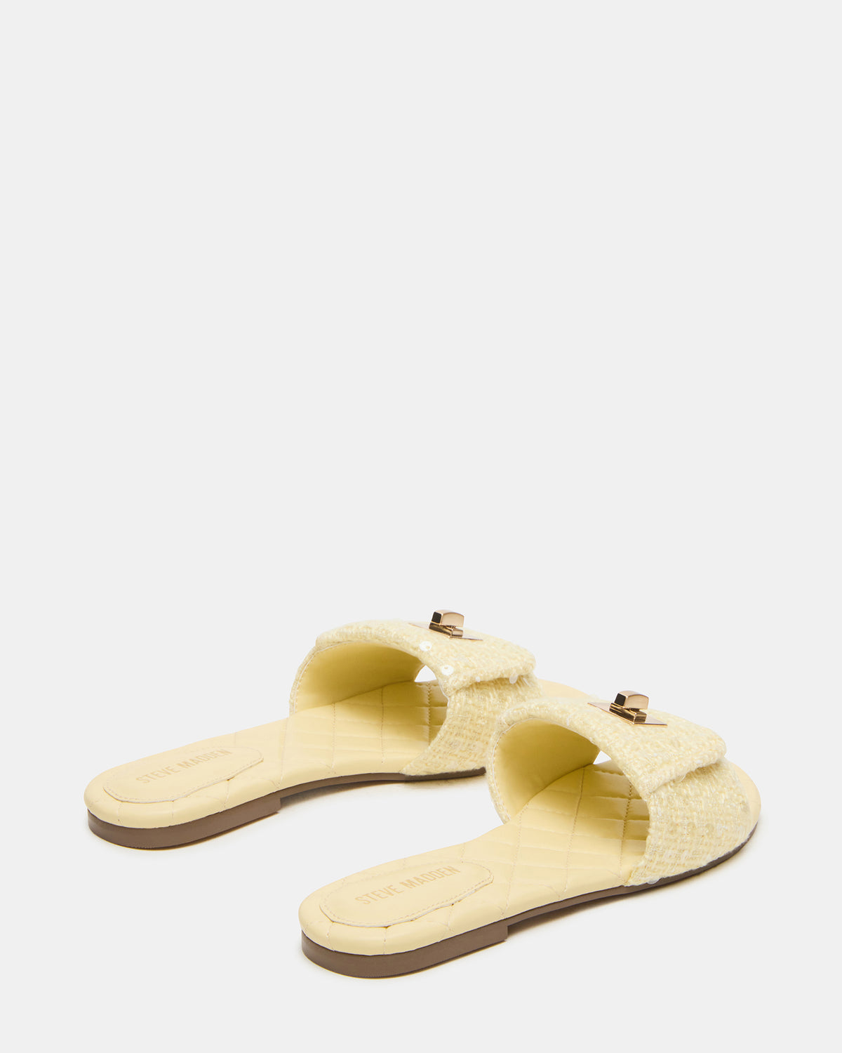 MORELAND Sequin Yellow Quilted Slide Women's Sandal - Steve Madden