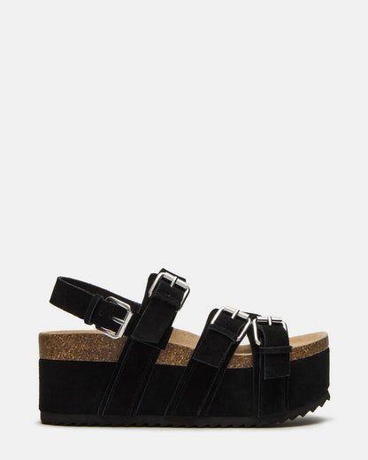 KIWI Black Suede Women's Strappy Platform Sandal - Steve Madden