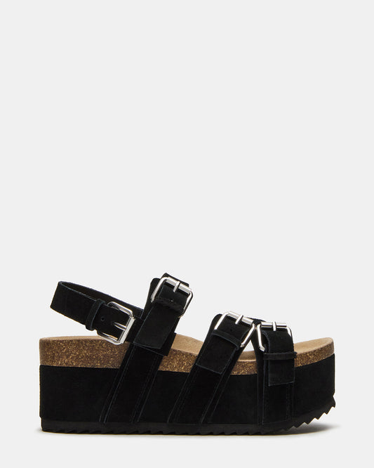 KIWI Black Suede Women's Strappy Platform Sandal - Steve Madden