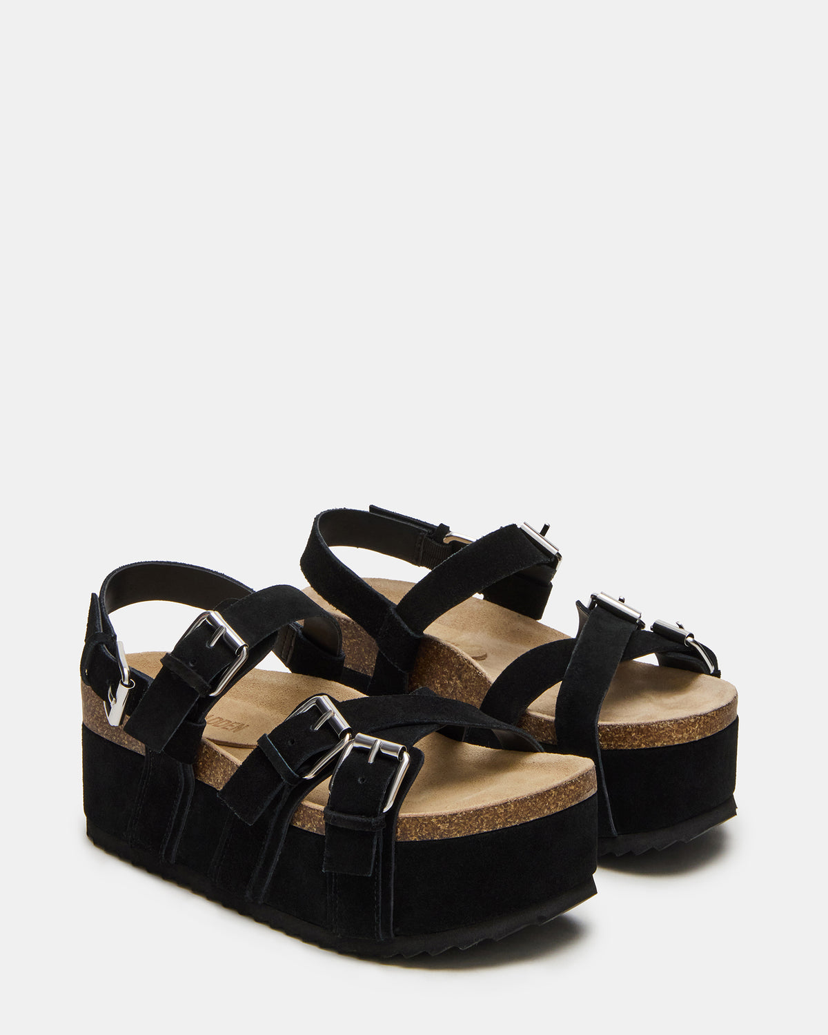 KIWI Black Suede Women's Strappy Platform Sandal - Steve Madden