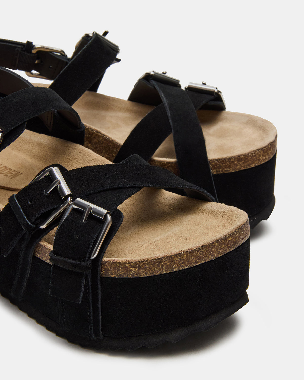 KIWI Black Suede Women's Strappy Platform Sandal - Steve Madden