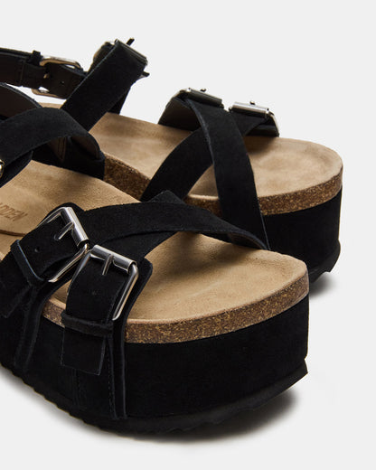KIWI Black Suede Women's Strappy Platform Sandal - Steve Madden
