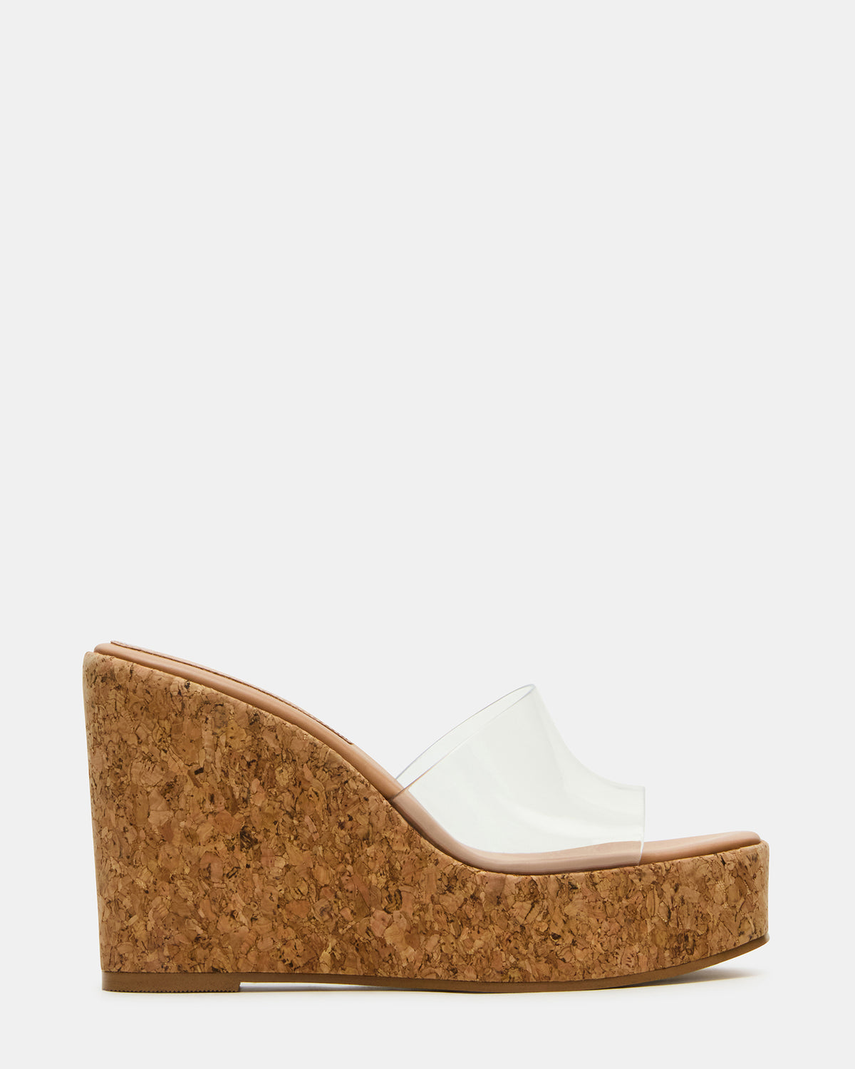 CAYMAN Clear Platform Square-Toe Wedge Women's Sandal - Steve Madden