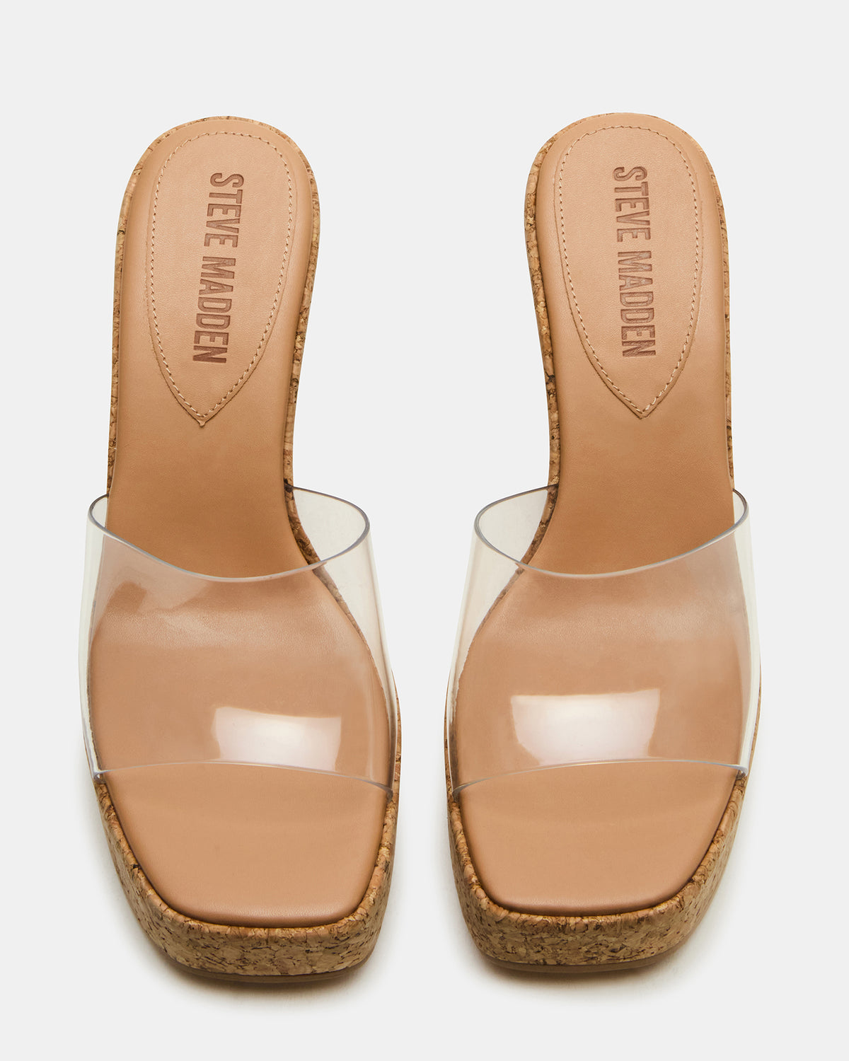 CAYMAN Clear Platform Square-Toe Wedge Women's Sandal - Steve Madden