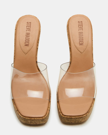 CAYMAN Clear Platform Square-Toe Wedge Women's Sandal - Steve Madden