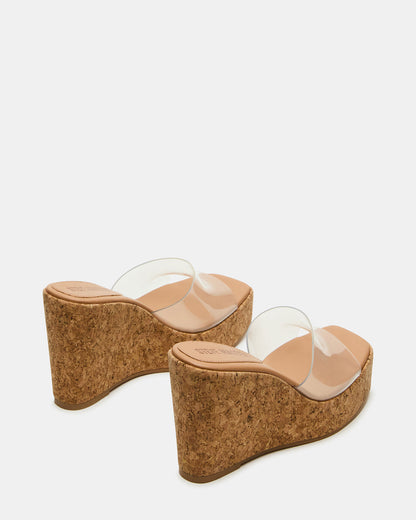 CAYMAN Clear Platform Square-Toe Wedge Women's Sandal - Steve Madden