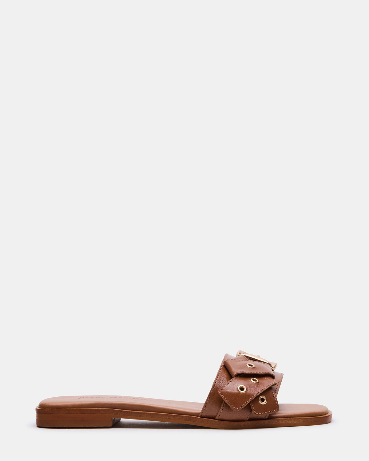 HILARIA Tan Leather Square-Toe Slide Women's Sandal - Steve Madden