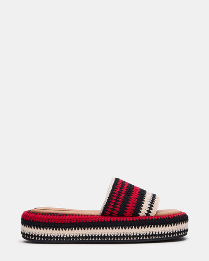 BEACHY Woven Red Multi Platform Slide Women's Sandal - Steve Madden
