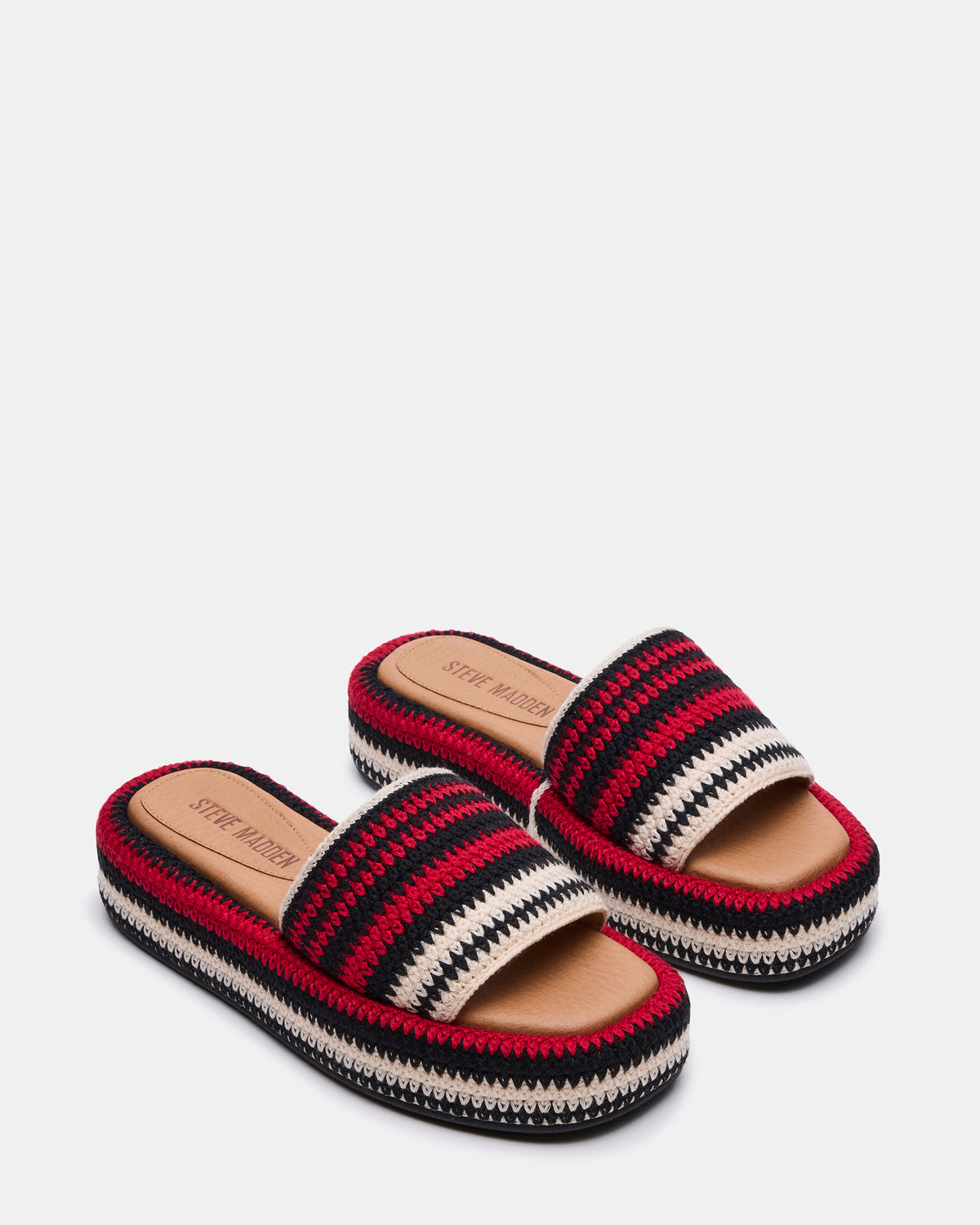 BEACHY Woven Red Multi Platform Slide Women's Sandal - Steve Madden