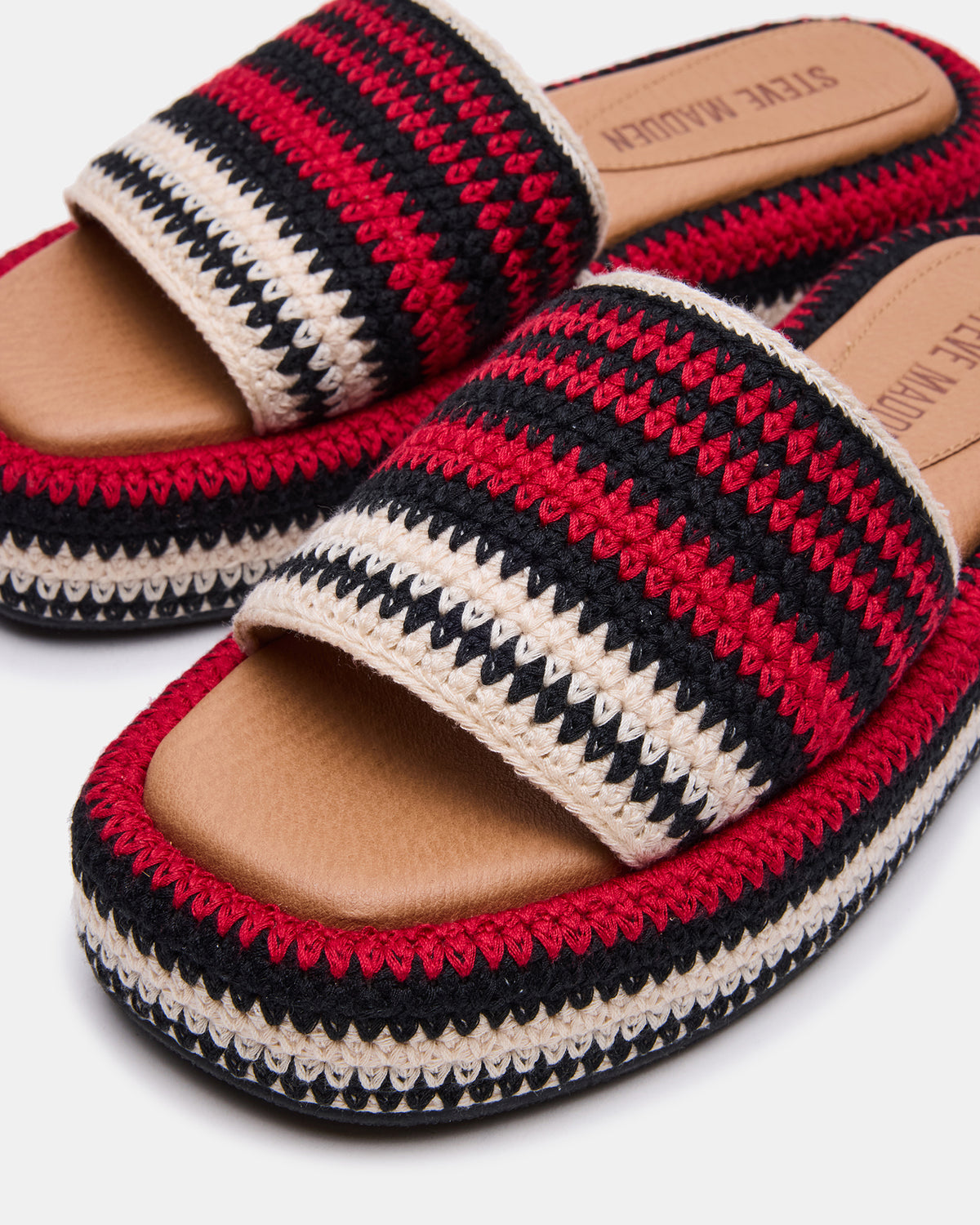 BEACHY Woven Red Multi Platform Slide Women's Sandal - Steve Madden