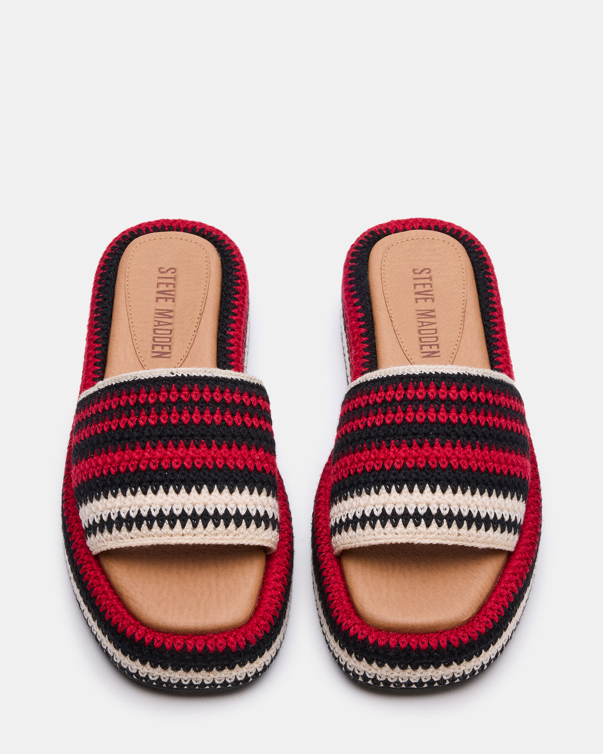 BEACHY Woven Red Multi Platform Slide Women's Sandal - Steve Madden